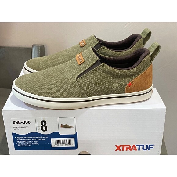 XTRATUF Men's 8 Sharkbyte Canvas Suede Slip On Deck Shoes Sneakers Green XSB-300 - Picture 5 of 8